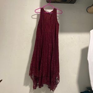 XL Burgundy High Low Dress